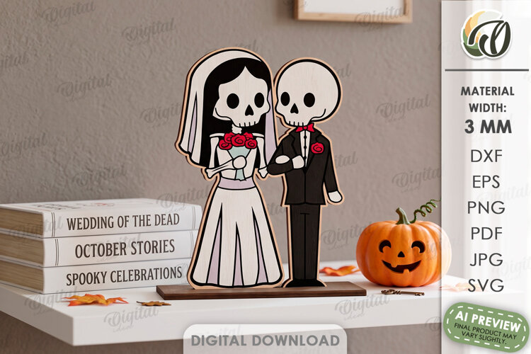 Cute Halloween Couple Laser Cut. Halloween Stand Decor SVG example image 1