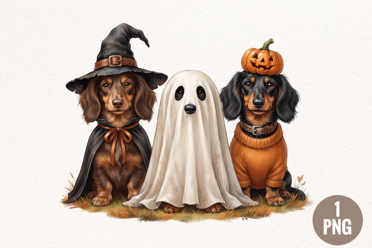 Cute Halloween Dachshund PNG