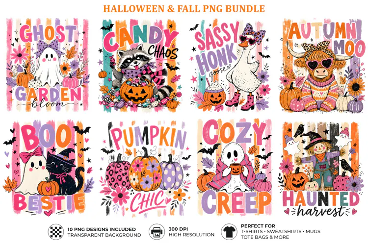Halloween Fall PNG T-Shirt Sublimation Trendy Designs
