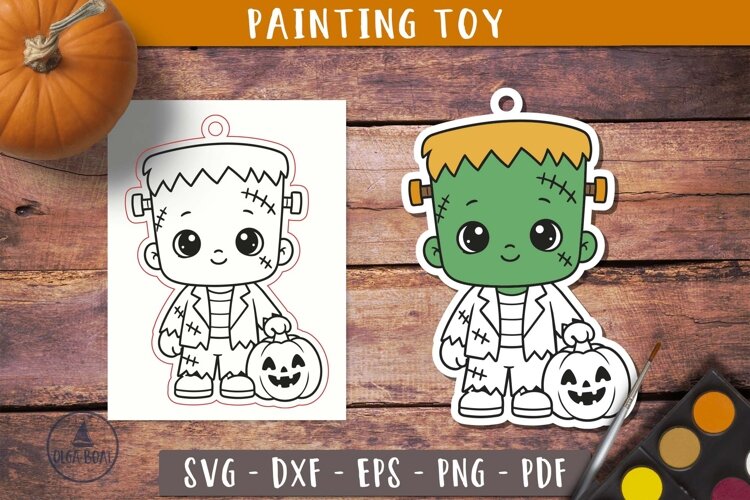 Cute Halloween Frankenstein SVG Coloring Painting Toy