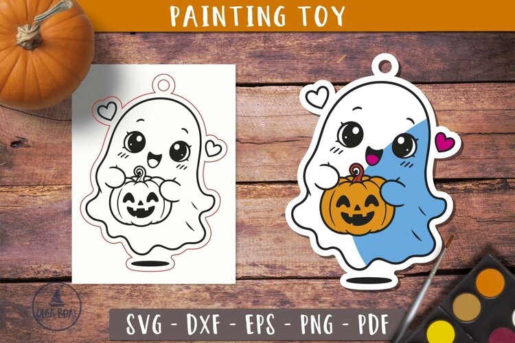 Cute Halloween Ghost Pumpkin SVG Coloring Painting Toy