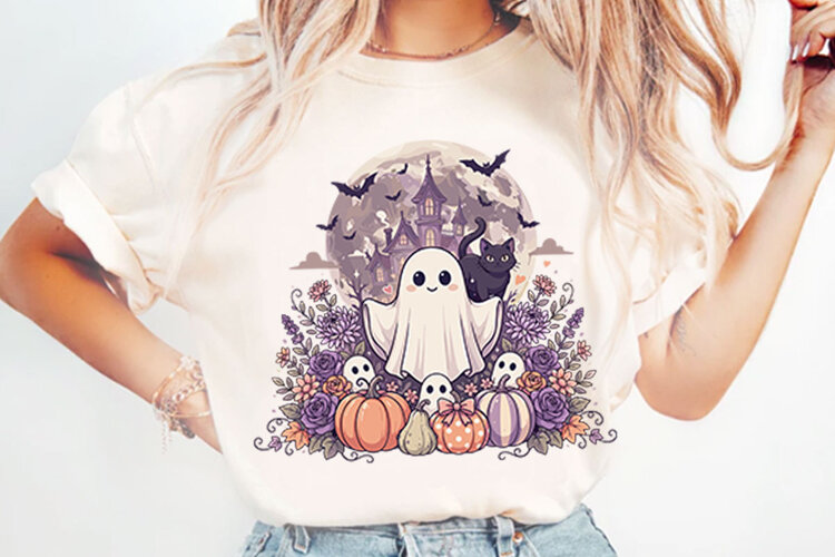 Cute Halloween Ghost Sublimation PNG Designs example image 1