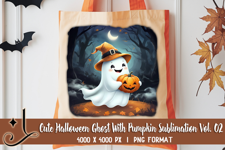Cute Halloween Ghost With Pumpkin Sublimation Vol. 02