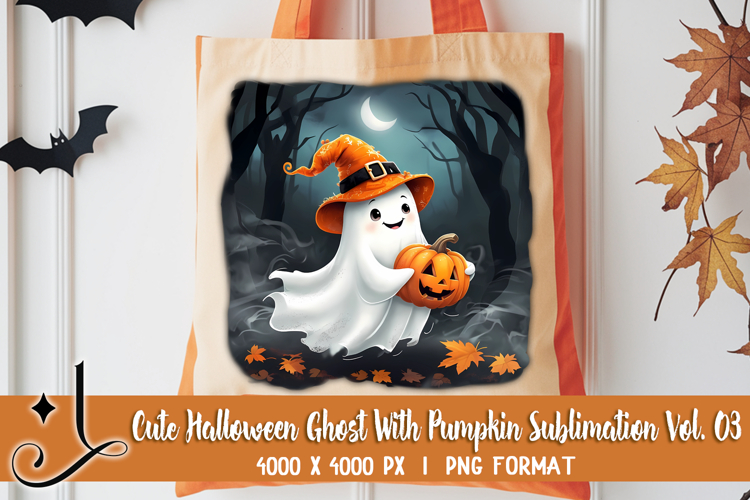 Cute Halloween Ghost With Pumpkin Sublimation Vol. 03
