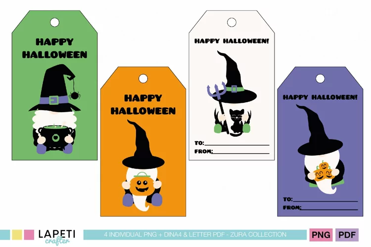 Cute Halloween Gnome Gift Tag | Printable Halloween Labels