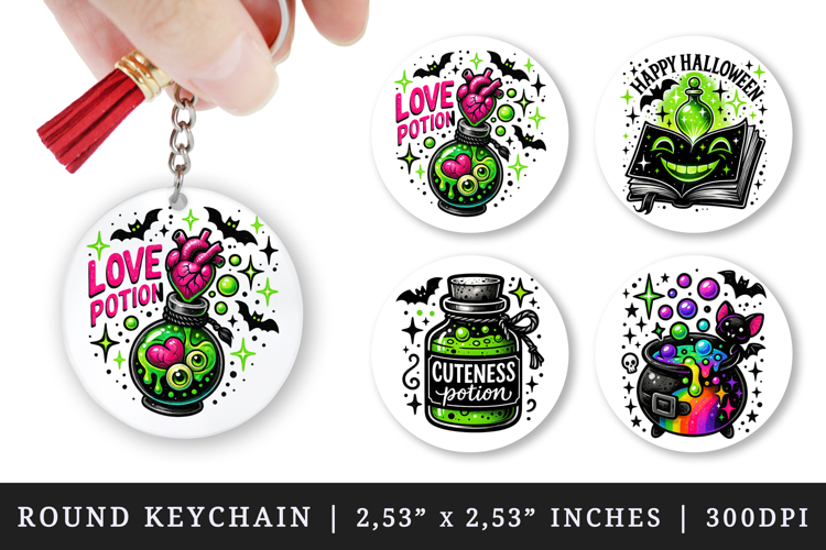 Cute Halloween round keychain pintable sublimation design