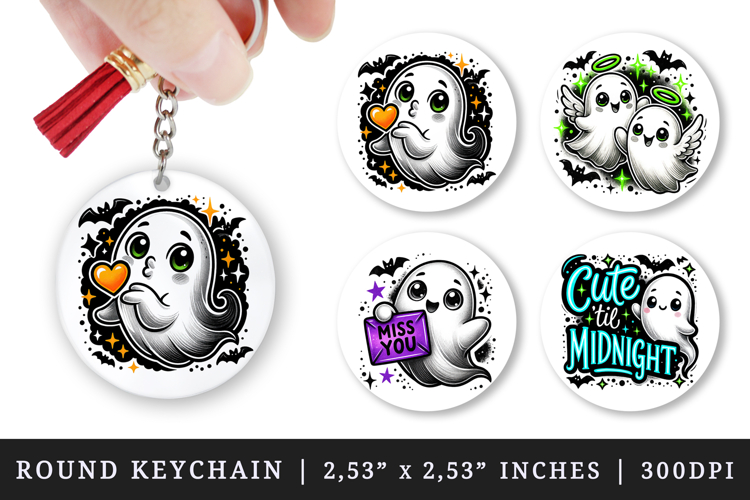 Cute Halloween round keychain pintable sublimation design