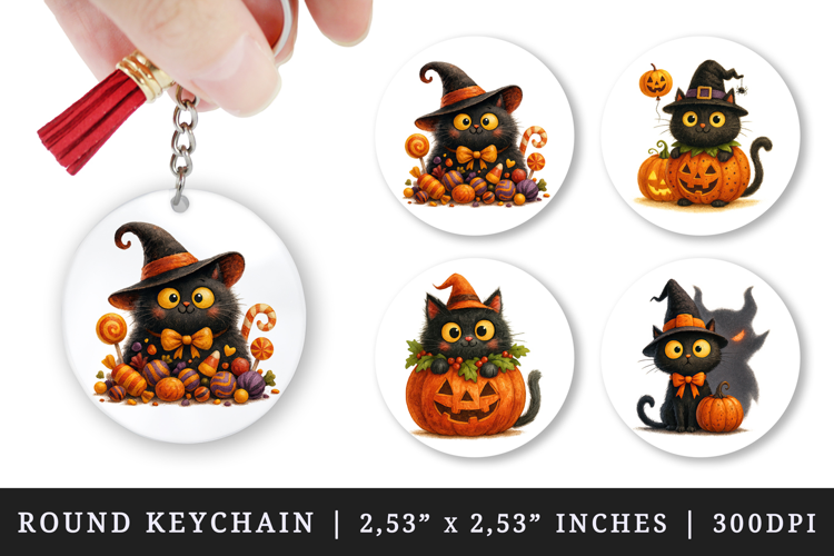 Cute Halloween round keychain pintable sublimation design