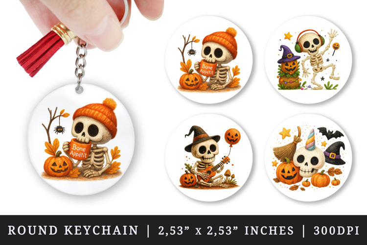 Cute Halloween round keychain pintable sublimation design