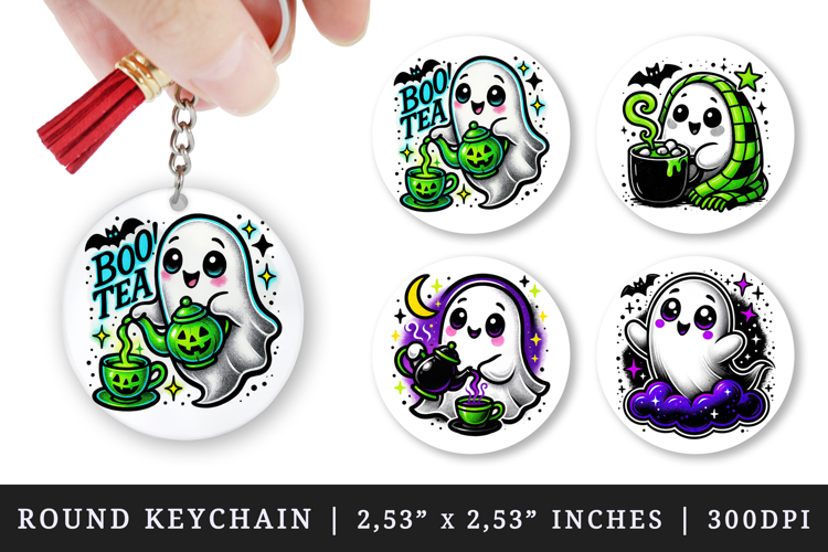 Cute Halloween round keychain pintable sublimation design