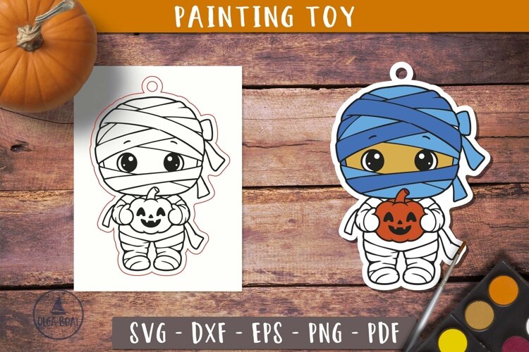 Cute Halloween Mummy SVG Coloring Painting Toy