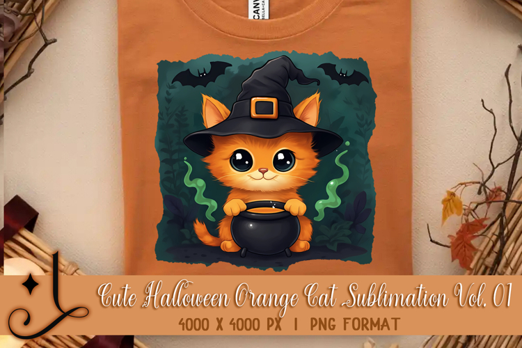Cute Halloween Orange Cat Sublimation Vol. 01