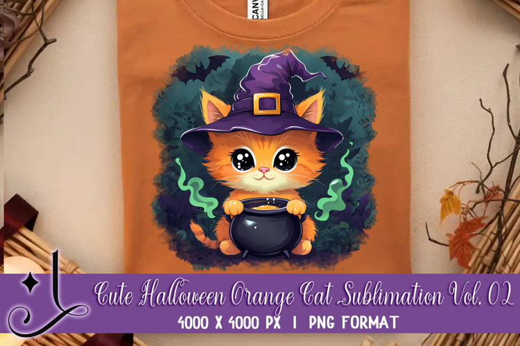 Cute Halloween Orange Cat Sublimation Vol. 02