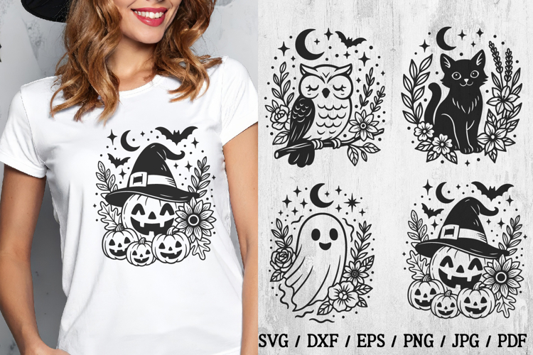 Cute Halloween Owl & Ghost SVG |Ghost, Cat, Pumpkin, Owl