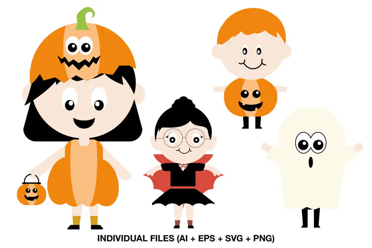 Pumpkin Girl and Vampire Kids, Friendly Ghost Graphics