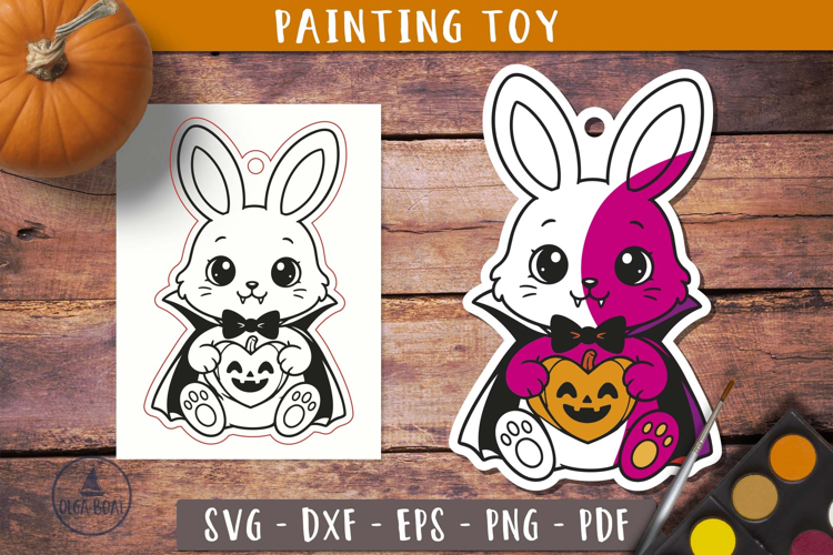 Cute Halloween Vampire Bunny SVG Coloring Painting Toy