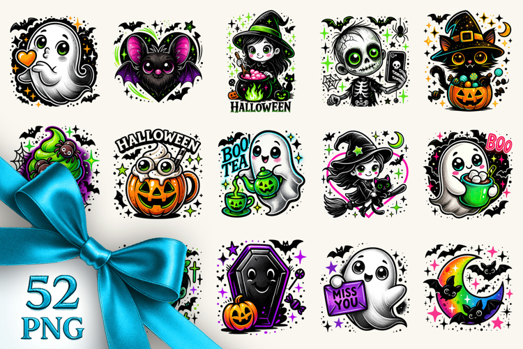 Cute Halloween clipart printable sublimation bundle png