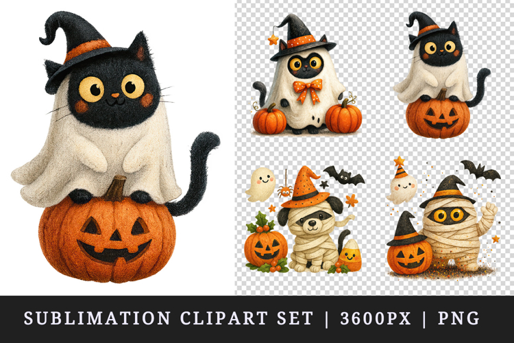 Cute Halloween clipart printable sublimation design png