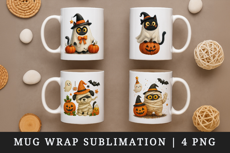 Cute Halloween mug wrap printable sublimation design