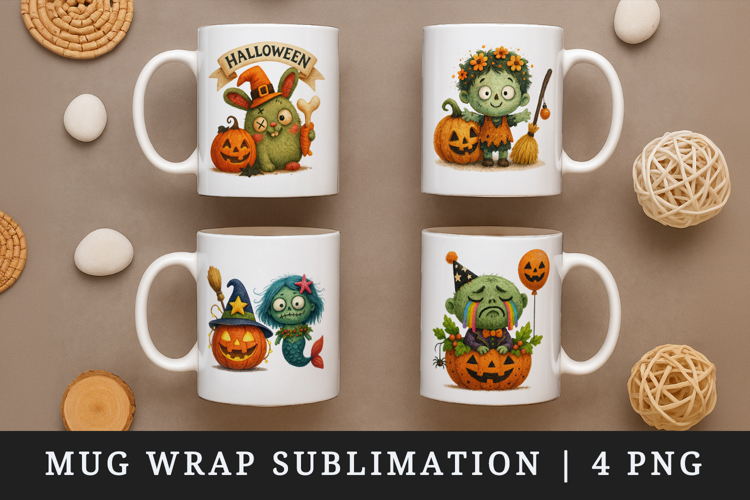 Cute Halloween mug wrap printable sublimation design