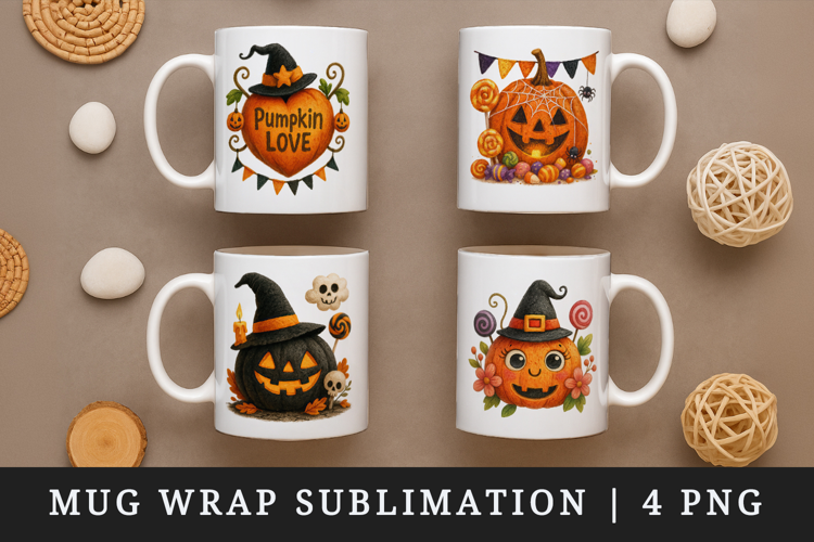 Cute Halloween mug wrap printable sublimation design
