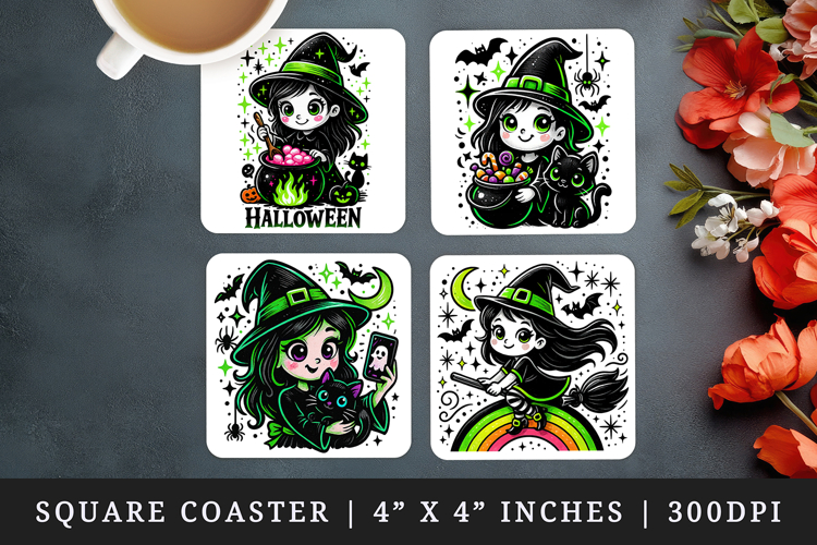 Cute Halloween square coaster sublimation, coasters design
