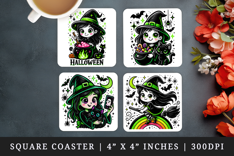 Cute Halloween square coaster sublimation, coasters design
