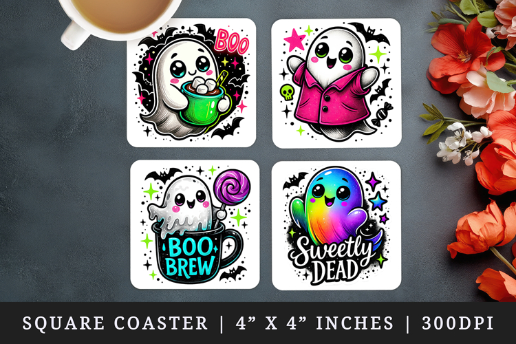 Cute Halloween square coaster sublimation, coasters design