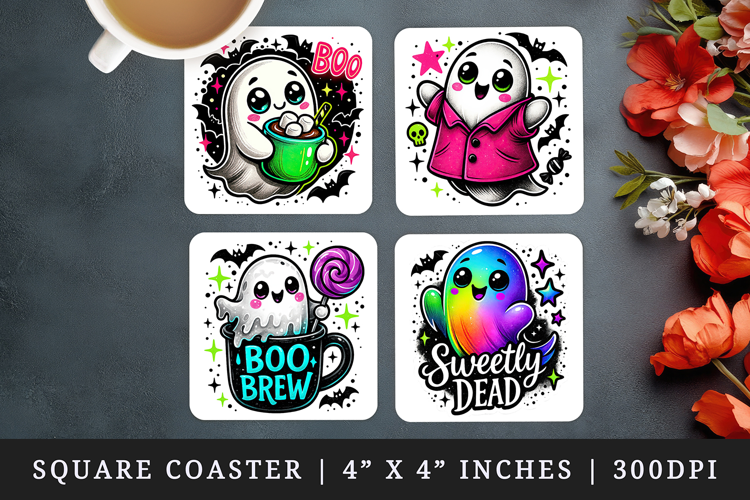 Cute Halloween square coaster sublimation, coasters design
