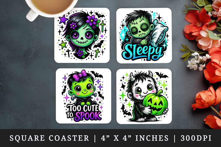 Cute Halloween square coaster sublimation, coasters design