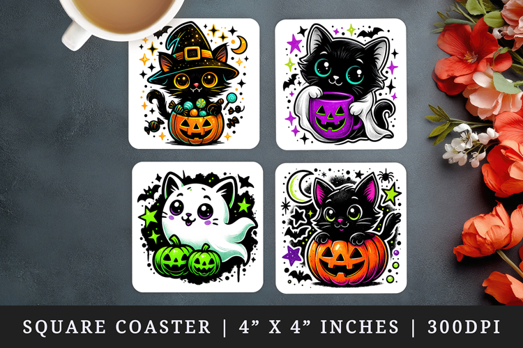 Cute Halloween square coaster sublimation, coasters design