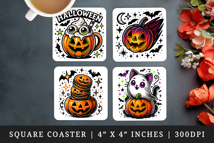 Cute Halloween square coaster sublimation, coasters design