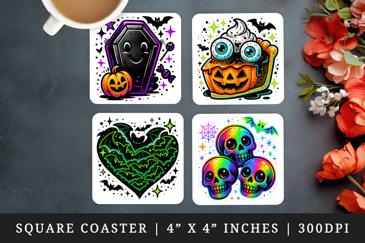Cute Halloween square coaster sublimation, coasters design