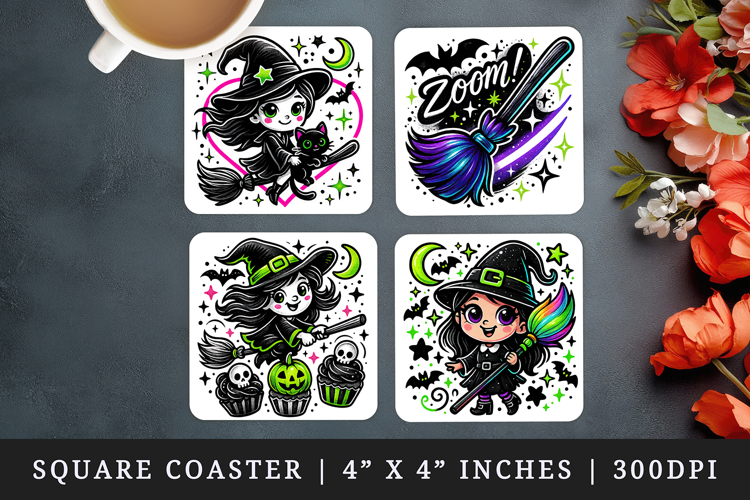 Cute Halloween square coaster sublimation, coasters design
