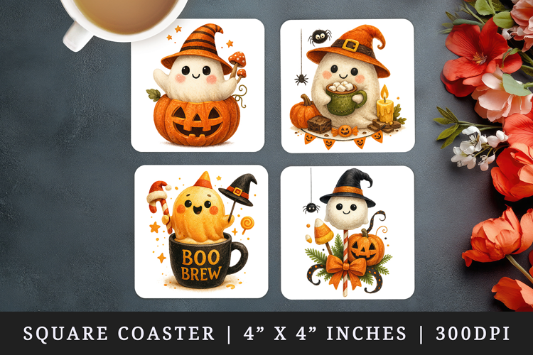 Cute Halloween square coaster sublimation, coasters design
