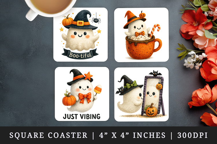 Cute Halloween square coaster sublimation, coasters design