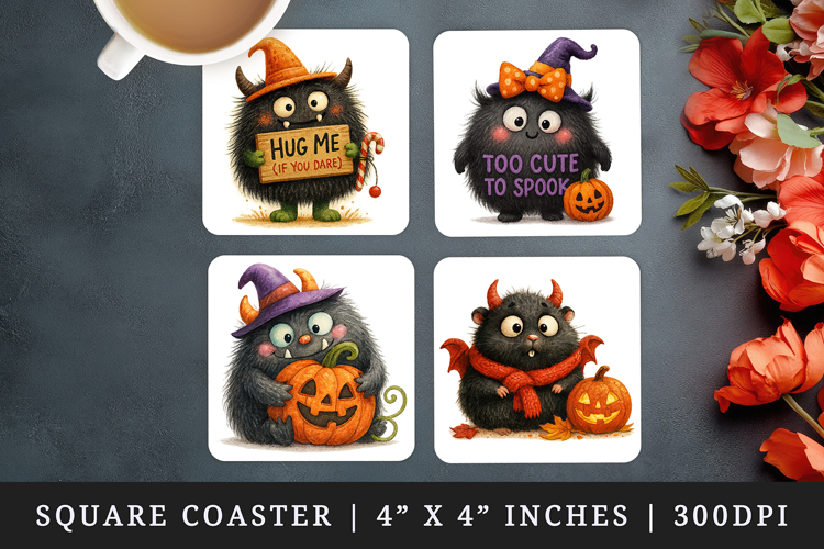 Cute Halloween square coaster sublimation, coasters design