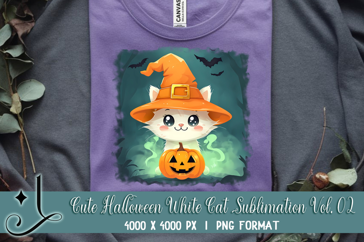 Cute Halloween White Cat Sublimation Vol. 02