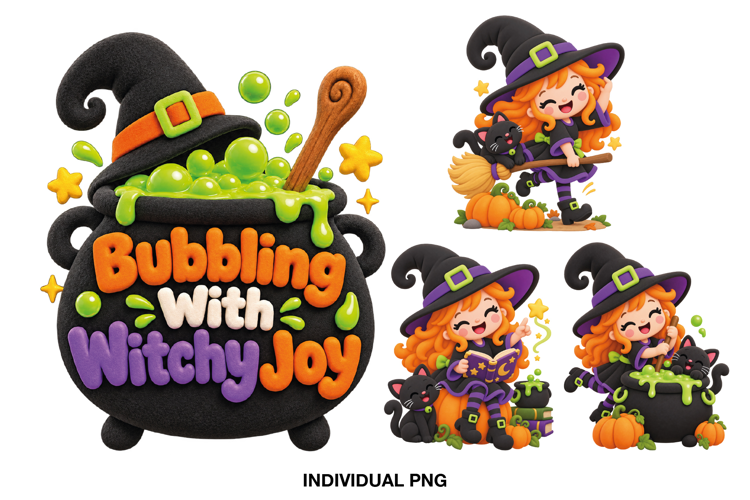 Cute Halloween Witch PNG, Kids Witch Shirt Designs