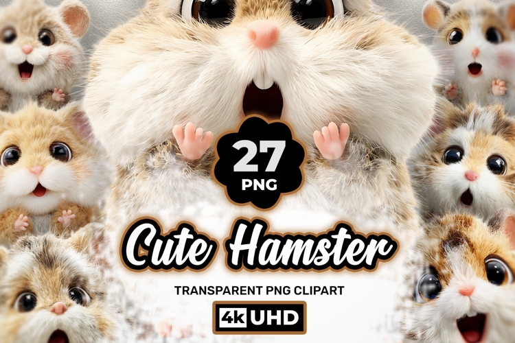 Cute Hamster 27 UHD 4K PNG Bundle | Kawaii Hamster Clipart