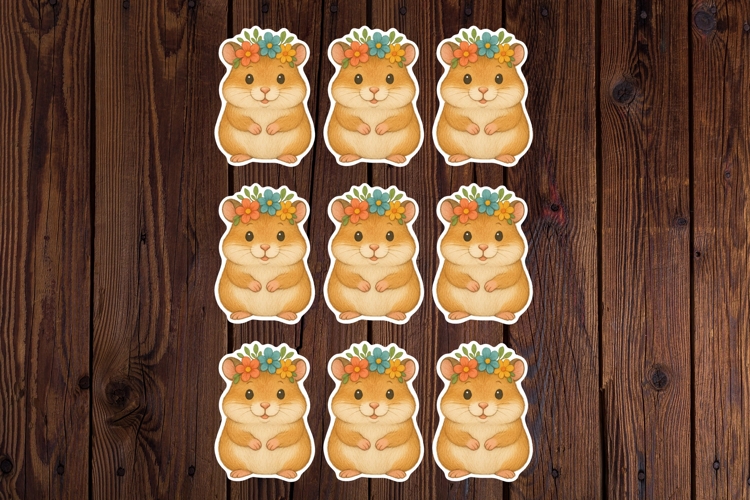 Cute Hamster Printable Stickers - PNG Sticker Sheet