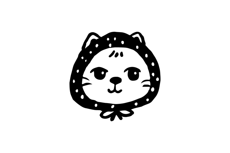 Cute hand drawn cat sticker character graphic