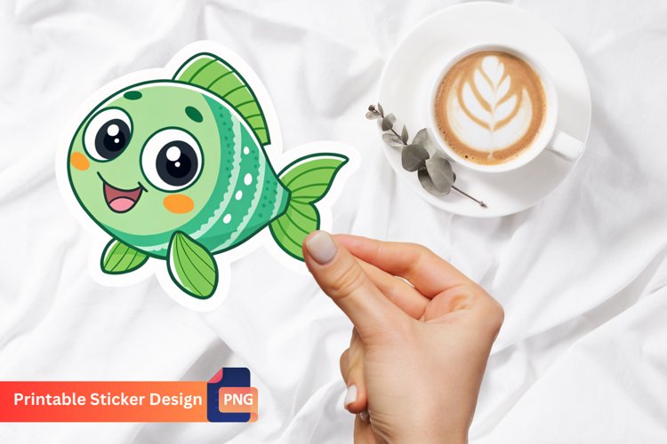 Cute Happy Fish Sticker, Cute Fish Art, Adorable Fish Decal