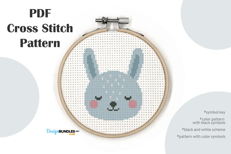 Cute Hare Head Cross Stitch Pattern PDF File example image 1