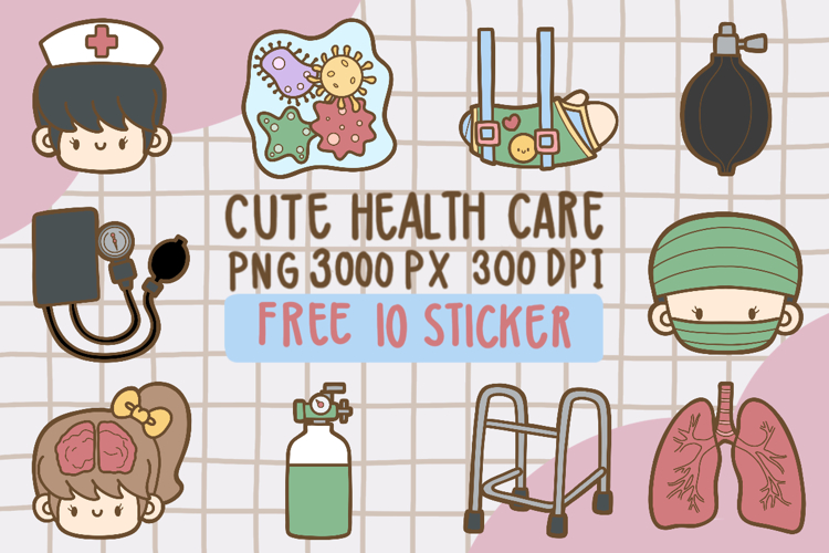 Cute Health Care Clipart PNG set 3