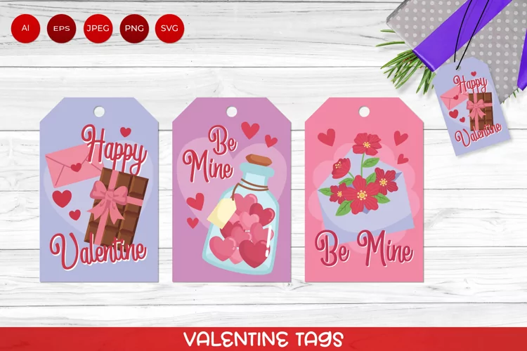 Colorful Valentine's Day Gift Tag Set