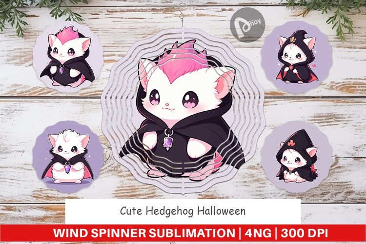 Wind Spinner Cute Hedgehog Halloween