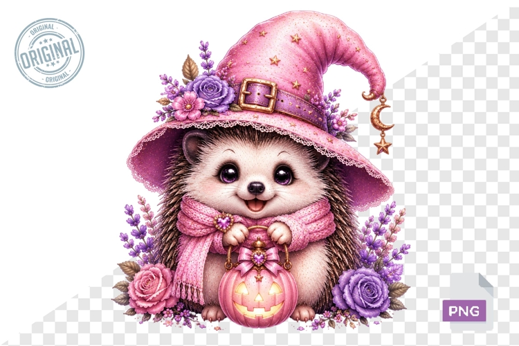 Cute Hedgehog Witch Halloween PNG Clipart Design PNG