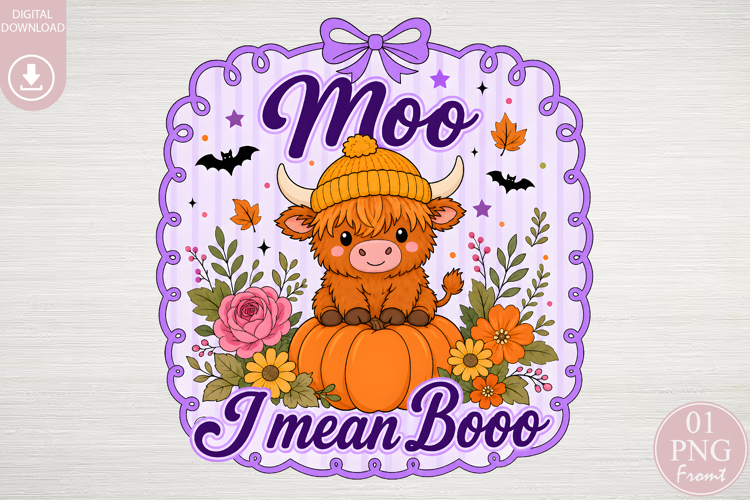 Cute Highland Cow Halloween Sublimation Design