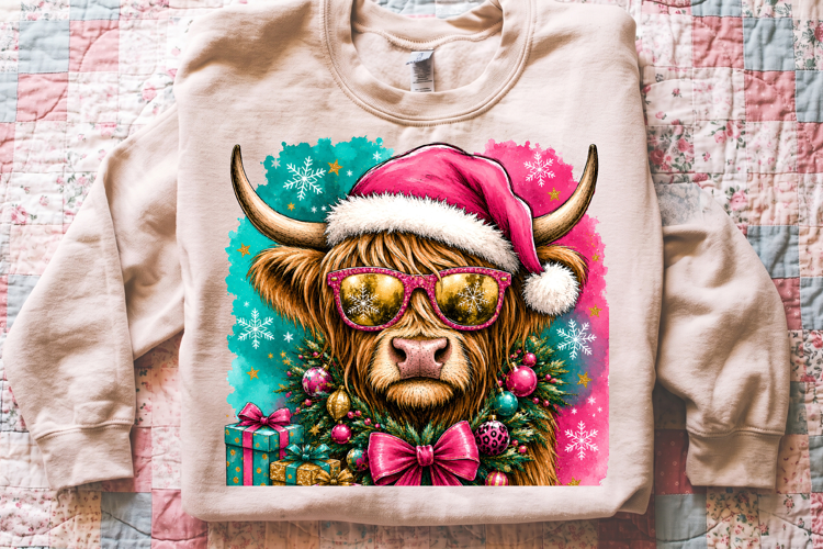 Cute Highland Cow Png,Christmas Holiday Highland Cow Png